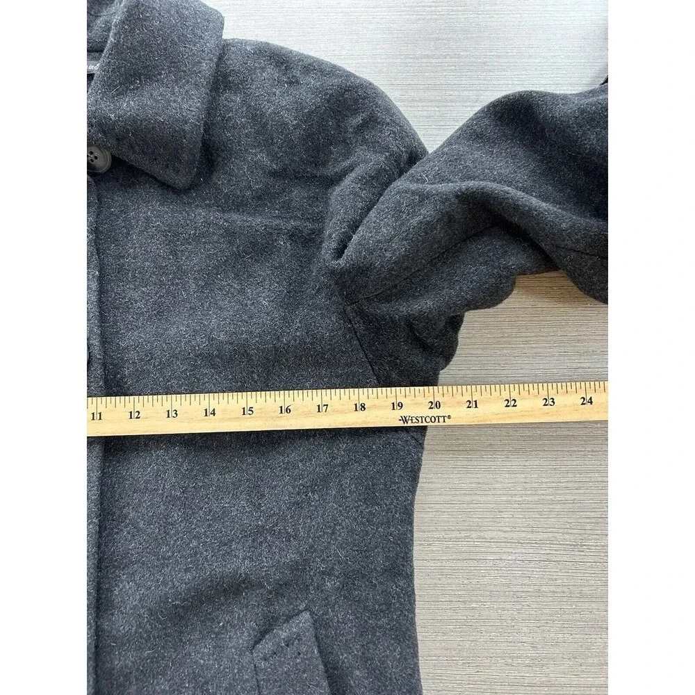 Vintage Cinzia Rocca 100% Wool Collared Black Pea Coat 4 - Picture 6 of 10